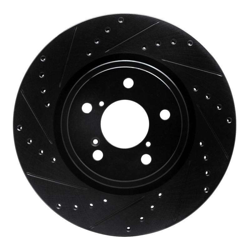 Acura MDX Brake Rotor (1) - Front Left - R1 Concepts - Drilled & Slotted - Black - `17-`20